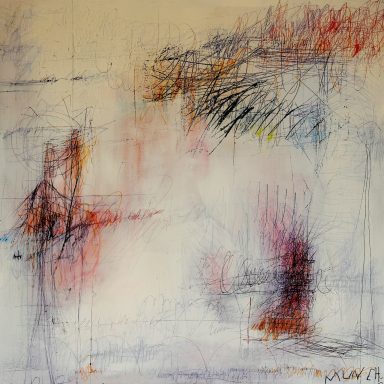 ABSTRACT MOOD - 70x70cm - sur lin - Acrylique, pastel sec et huile et stylo - 1200€.